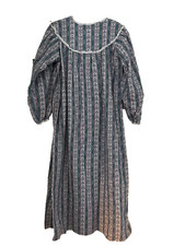 LANZ OF SALZBURG FLORAL FLANNEL COTTON LONG SLEEVE NIGHT GOWN ROBE S