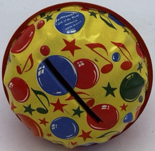 Vintage 1950s Kirchhof Tin  Wood Clanger Noisemaker Rattle Yellow Notes  Balls