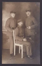 Vintage postcard, WWI German soldiers, Uniform, RPPC, Unused