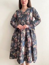 Ewa i Walla Women's AW23 Edel Flower Print Cotton Dress Lace Cuff Detail Size M