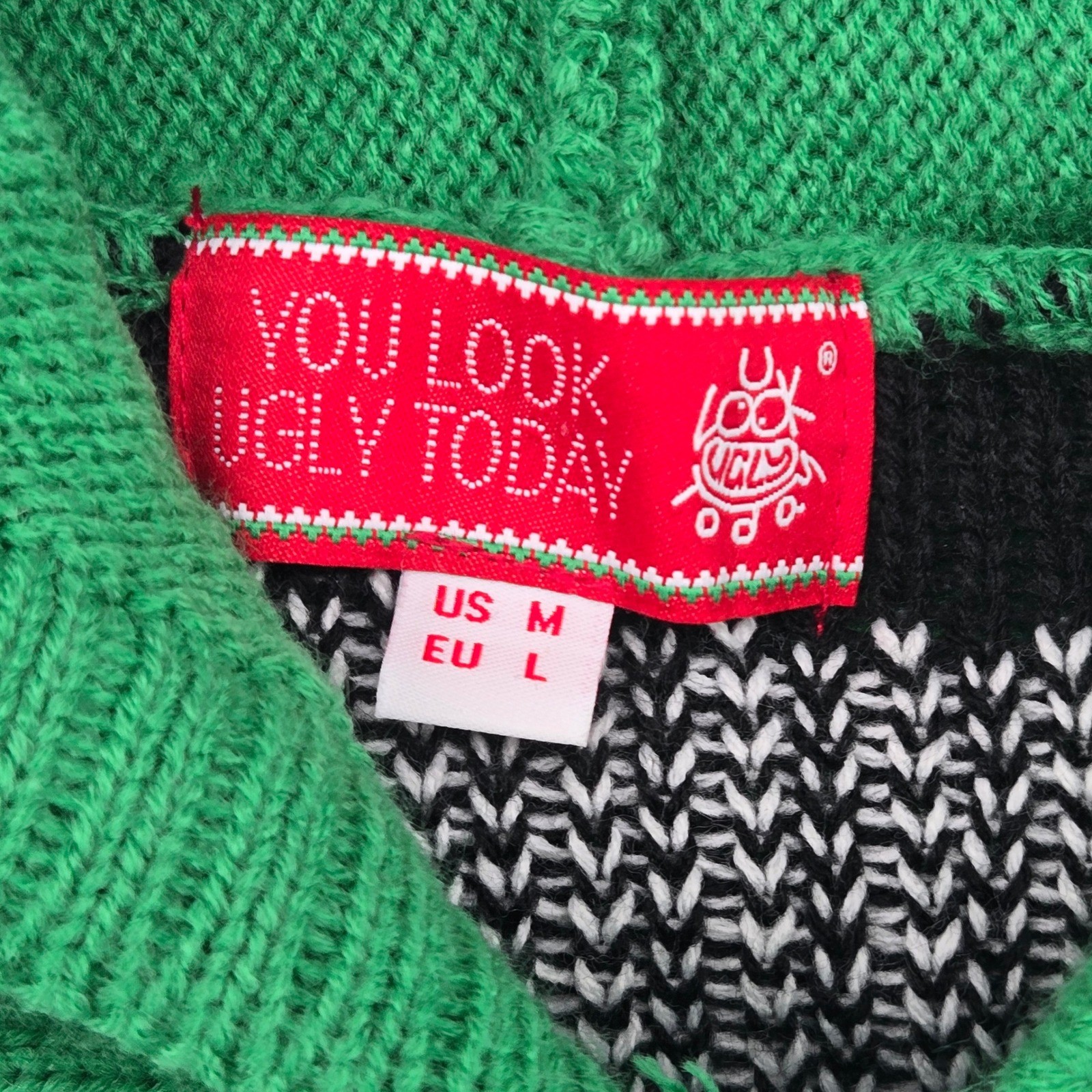 You Look Ugly Today Mens M Christmas Tree Hoodie Ugly Holiday Sweater Snowflake image 3