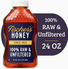 Fischers Honey, 24oz Raw and Unfiltered, Premium, Pure, Squeeze Bottle
