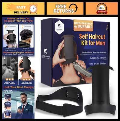 Self Haircut Kit for Men - 2Pcs Fade & Neckline Guide, Adjustable Size, Kids & S