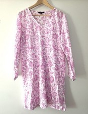 Lands End Swim Cover Up Tunic/Dress Pink White Floral Lightweight Beach M