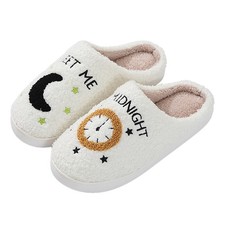 MVYNUL Unisex Meet Me at Midnight Slippers Soft Embroidered Plush Fluffy Warm...