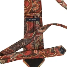 Paul Fredrick Mens Red Paisley Silk Italian Hand Tailored Neck Tie