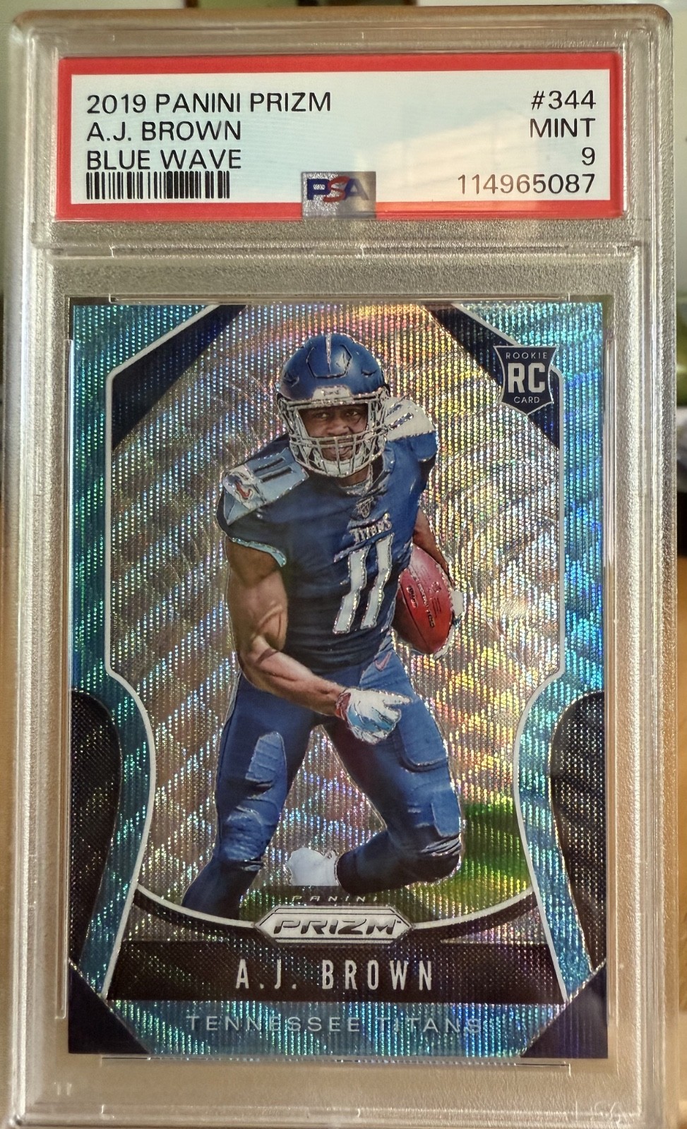 2019 Panini Prizm - Rookies A.J. Brown #344 Blue Wave Prizm /199 (RC)