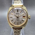 Seiko Automatic Watch Women 23mm Silver Dial Gold Tone Date 2205-0190 Runs