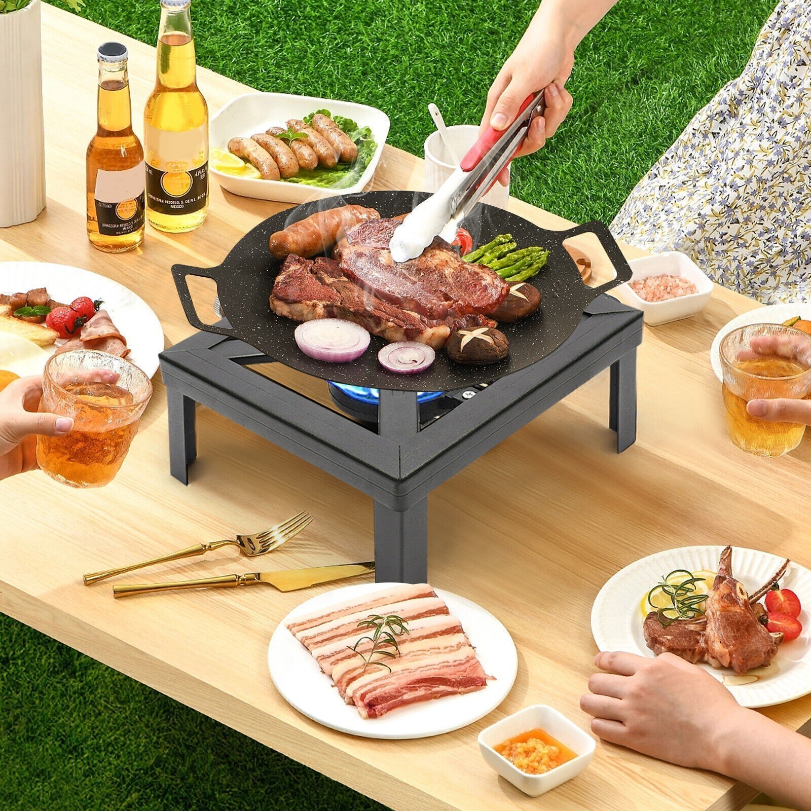 Propane Cooker Burner Stove Gas Outdoor Cooking Camping Stand BBQ Grill w/ Hose