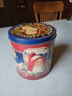 Vintage  Christmas Tin Features Old World Santa