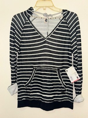 New Roxy Frosted Forrest Sweater Women Knit Sheer VTG Jacket S Pullover Surf Blk