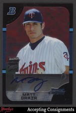 2005 Bowman Chrome Draft #BDP173 Matt Garza RC ROOKIE ON CARD AUTO TWINS. rookie card picture