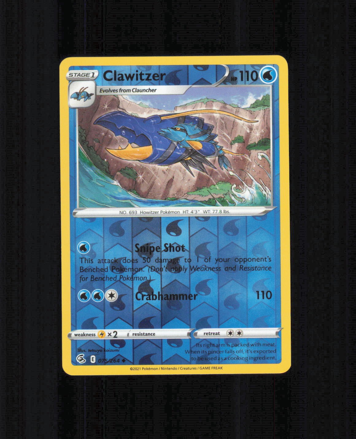 Clawitzer 075/264 Fusion Strike Reverse Holo Lightly Played