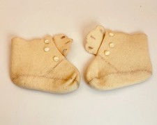 Vintage Felt Wool Baby Shoes Slippers 4 Button Antique Booties Button