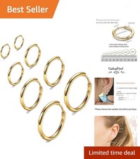 316L Surgical Stainless Steel Huggie Hoop Earrings 6mm 8mm 10mm 11mm 12mm 14m...