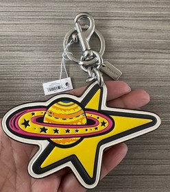 NWT Coach Cosmic Collection Saturn Star Bag Charm Keychain Fob CN741 Chalk Multi