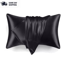 Queen Size Satin Pillowcases Set of 2 - Breathable, Silky Machine Washable