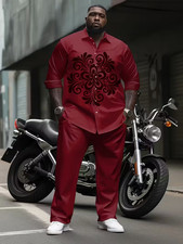 Men's Outfit 2 Piece Set Shirt  Pants Suit PLUS SIZE BIG 5XL