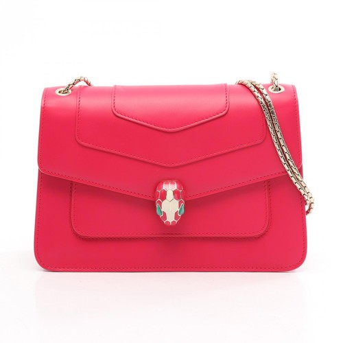 BVLGARI Serpenti Forever Chain Shoulder Handbag leather Pink Used Women