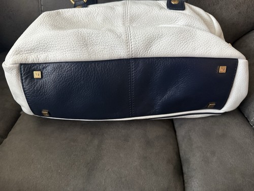 Elliott Lucca Classic Navy/ White Satchel Bag in Pebbled Leather - Bild 5 von 6