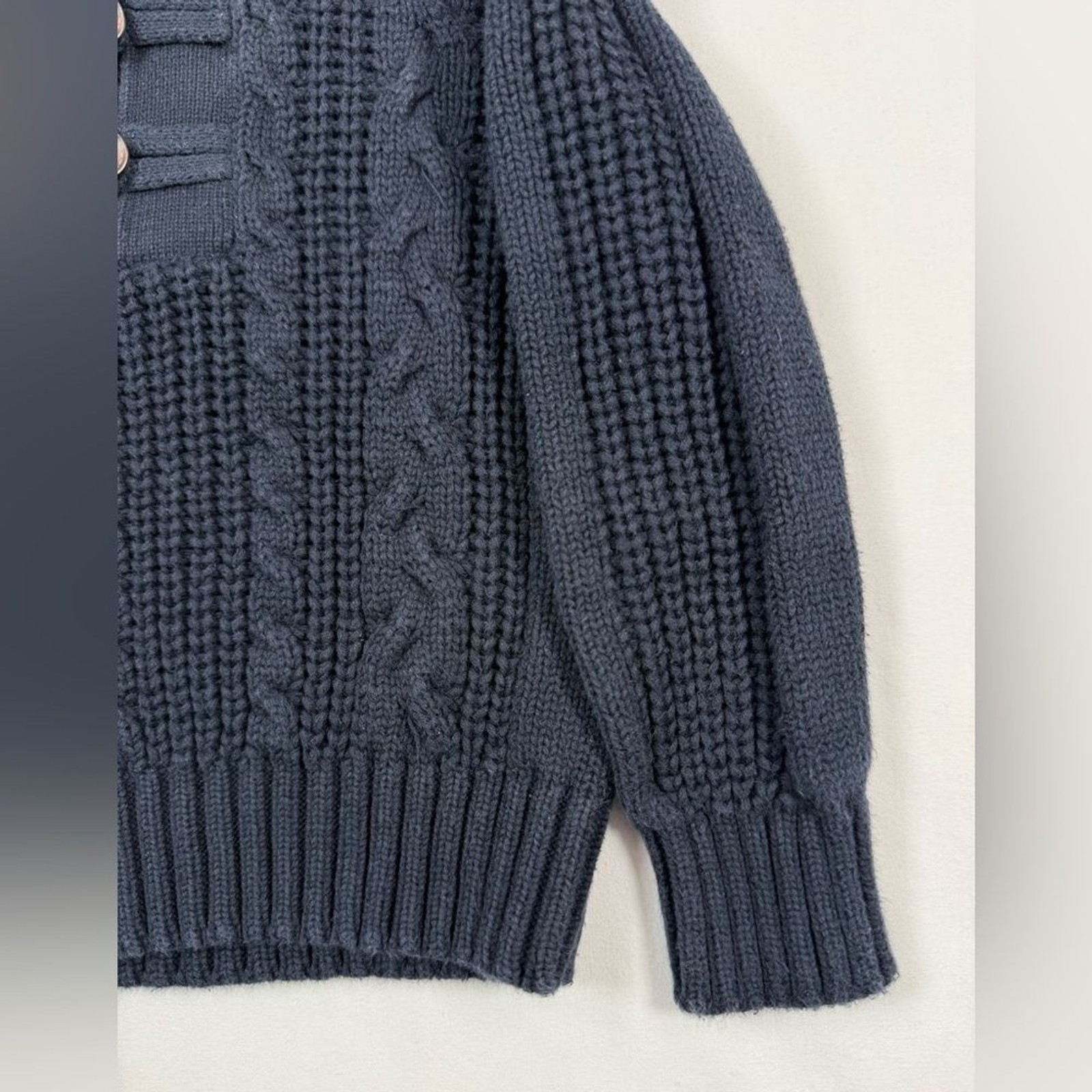 ZARA KIDS Boys Chunky Cable Knit Sweater 2-3 Navy Preppy Fisherman Nautical Cozy thumbnail 5