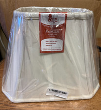 Rectangle Cut Corner Lamp Shade White 6 x 8 x 9 x 14 x 10.5 Faux Silk