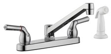 Classic Two Handle Kitchen Faucet W/ Deck Mount Side Sprayer Chrome