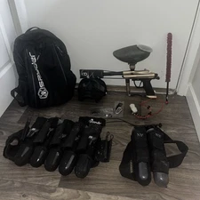 Azodin Kaos Gold Paintball Gun Bundle Lot Backpack Bag, 2x Pod Packs, Hopper +++