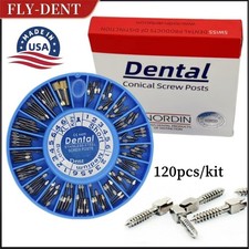 120pcs Dental Endodontic Stainless Steel Screw Posts Kit Conical Root Canal Pins