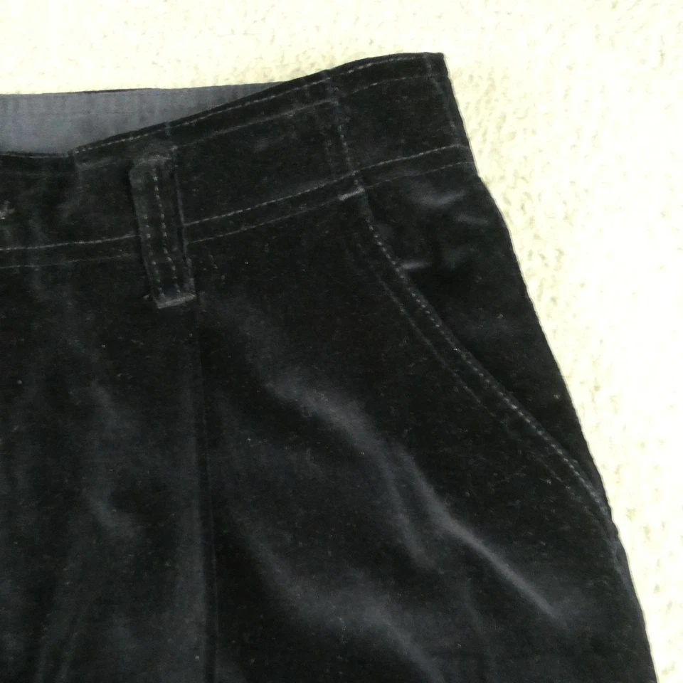 Pantalones Lizwear para mujer 14 negros algodón terciopelo tiro alto plisados cónicos cremallera mosca Foto 3 de 4