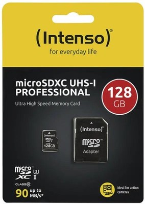 Intenso Micro SDXC Karte 128GB UHS-I Professional mit Adapter Speicherkarten