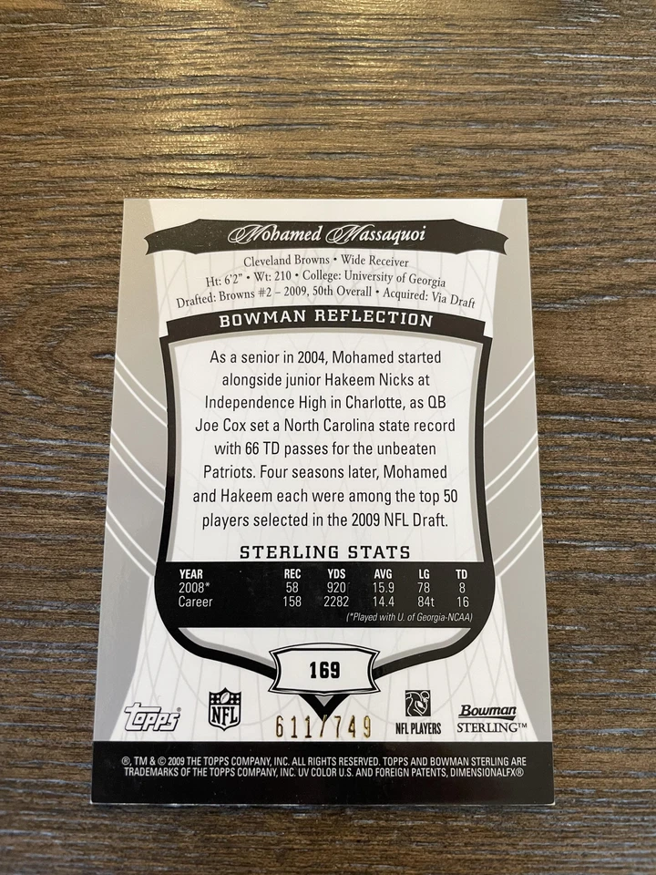 2009 Bowman Sterling #169a Mohamed Massaquoi #/749 - Image 2 of 2