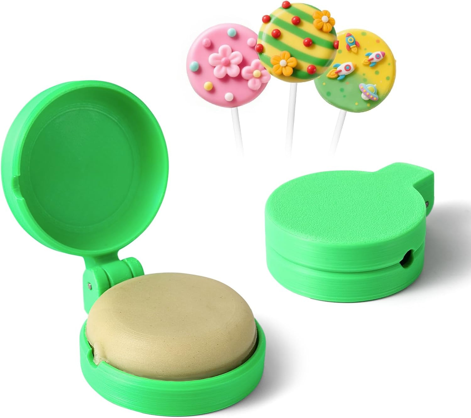 2 PCS Disc Cake Pop Mold Shapes Press Set, 3D Printed Cake Pop Cutter and Pusher