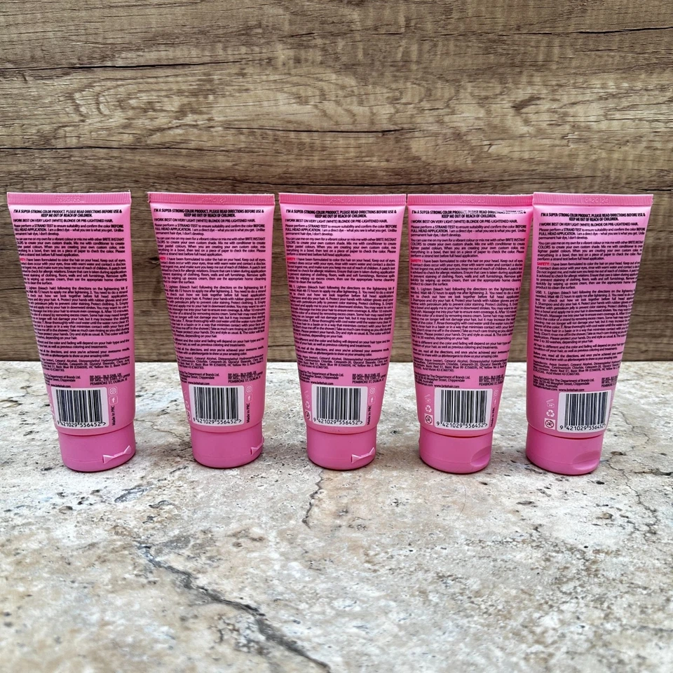 Tinte para el cabello semi permanente vegano 5 unidades Brite color instantáneo rosa pastel 3,38 fl oz Foto 2 de 4