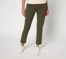 Denim & Co. Women's Pants Sz L Active Regular Duo Stretch Slim Green A690965