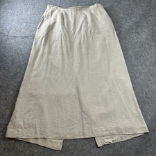 Vintage Talbots Skirt Womens 14 Linen Blend Midi Natural Beige Lagonlook Minimal