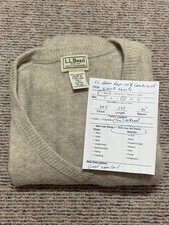 Vintage L.L. Bean 100 Lambs Wool Sweater Men s XL Tall Beige V Neck