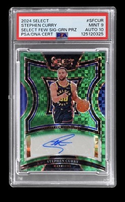 2024 Select Stephen Curry Few Signatures Green Prizm Auto /5 PSA 9 Auto 10 GSW