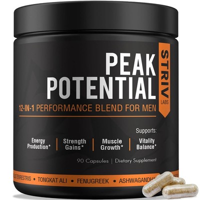 Peak Potential 12-in-1 Men s Testosterone Support   Natural Energy Boost