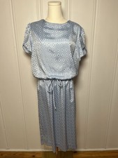 Vintage Lady Carol Of New York Size 16 Baby Blue Geometric Union Made In USA
