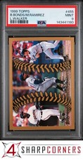 1999 TOPPS #455 BARRY BONDS-MANNY RAMIREZ-LARRY WALKER PSA 9