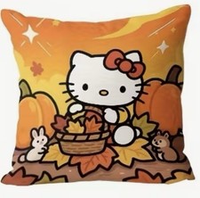 Hello Kitty Fall Thanksgiving Boho Holiday Throw Pillow Cover Home Decor 18
