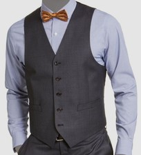 Lauren Ralph Lauren Men's Gray Solid Wool Classic Fit Stretch Suit Vest Size S