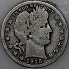 1915-P Barber Quarter 90% Silver, 100+ years Old As Shown [SN02]