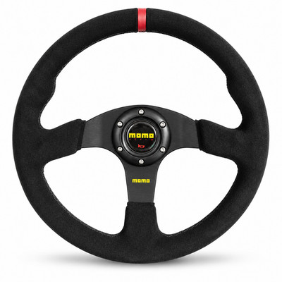 MOMO Sportlenkrad 35cm Alcantara Wildleder Schwarz Rot Racing Tuning