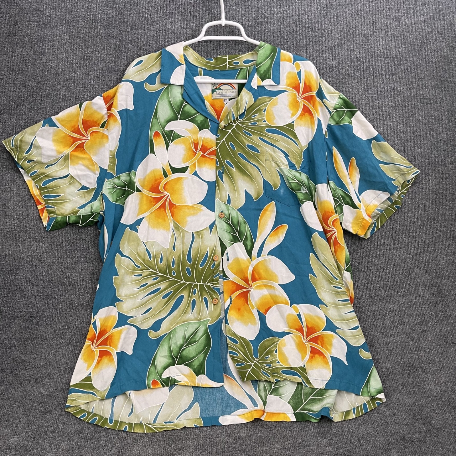 Paradise Found Hawaiian Shirt Mens Sz 2XL Button Up Vacation Short Sleeve