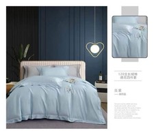 Solid Color Cotton Four-Piece Bedding Set, Blue Pink Beige Gray, Duvet Cover   