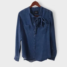 Rails Rosalee Tied Chambray Button Down Denim Lyocell Shirt Sz Medium Casual 
