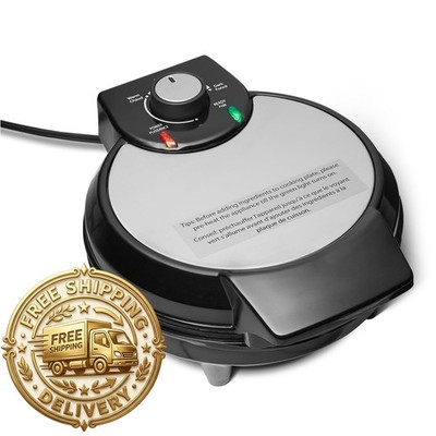 Retailer Basics Mini Belgian Waffle Maker 8-Inch Ceramic Nonstick Plate Black