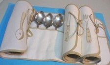 Set Completo x 36 Posate in Gabardine ricamo Begie Cotone 100%